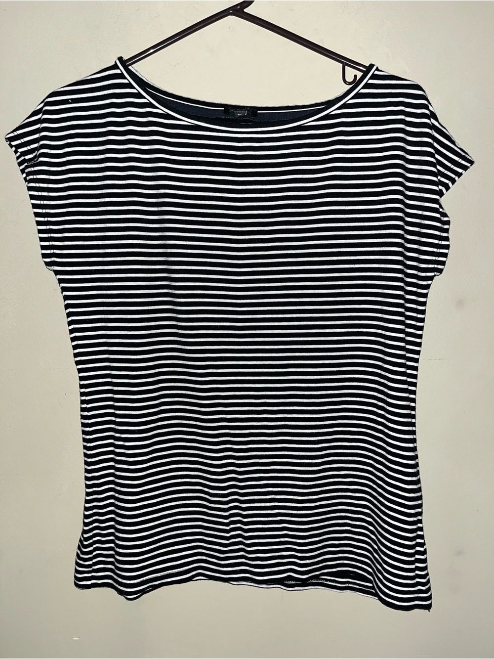 Talbots Black & White Striped Short Sleeve Tee